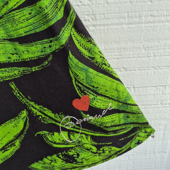 Desigual SAY SOMETHING NICE Dress Palm Leaf Print Sleeveless Black and Green L - Picture 4 of 8